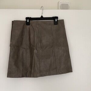Gray Faux Leather Skirt Mini She + Sky Dark Slate Side Zipper Lined Short Medium